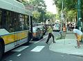 Bus stopped outside bike lane